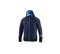 Sparco Veste softshell York Tech - Veste d'hiver à capuche amovible - Bleu marine/Bleu ciel - TG S