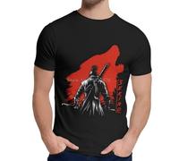 Soft Slim Sekiro Shadows Die Twice One-Armed Wolf Red Sun T Shirt Nice Pure Cotton Top Tee Black XL