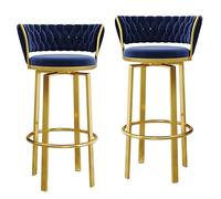 Soft-Tools pivotants Ensemble de 2 tabourets de Bar en Velours Velvets Barstools Barstols sans Arme de Cuisine Tabourets de comptoir avec dossiers en métals en Laiton/Laiton Gold Met-Breaking
