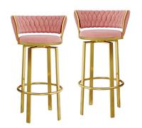 Soft-Tools pivotants Ensemble de 2 tabourets de Bar en Velours Velvets Barstools Barstools sans Arme de Cuisine Tabourets de Bar avec dossiers en métals en Laiton/Laiton Gold Breakfing Dringing