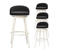 Soft-Tools pivotants Ensemble de 4, 65 cm de tabourets de Bar de Hauteur de siè avec Dos Bas Jambes en métal Blanc, tabourets de comptoir en Velours rembourrés avec Anneau de Traction pour îlot de