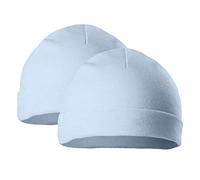 Soft Touch Lot de 2 bonnets bébé garçon fille coton nouveau-né 0-3 mois gris, bleu ciel, rose et blanc H3 - Bleu - taille unique