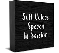 Soft Voices Speech In Session New Home Decor Rustic Gift Ideas Wood Sign Desk Shelf Farmhouse Room Decorations 12,7 x 12,7 cm