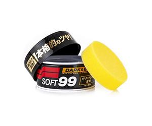 SOFT99 Dark and Black Wax Cire Dure pour Voiture Formule Hybride avec additif de Carnauba Revêtement hydrophobe Protection de Peinture et Profondeur de Couleur Kit avec Tampon applicateur 300 g