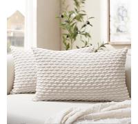 Softalker Housse de Coussin 30x50 cm Beige Crème en Velours Côtelé Lot de 2 - Coussin Rectangulaire Bohème Élégant et Doux pour Canapé, Salon, Chambre, Jardin, Ambiance Naturelle et Confortable