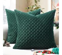 Softalker Housse de Coussin 45x45 cm Vert Sapin en Velours Côtelé Lot de 2 - Coussin Bohème de Noël Élégant pour Salon, Canapé, Chambre, Jardin, Ambiance Festive et Cosy d’Hiver