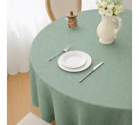 Softalker Menthe Nappe Ronde 140 cm Impermeable Nappe de Table Anti Tache Doux au Toucher Nappes Lavable Durable,pour l'extérieur, Anniversaire, Mariage, Table Basse, Picnic, Jardin