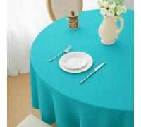 Softalker Nappe Anti-Taches Ronde Diamètre 120 cm Sarcelle Lavable et Imperméable Nappes pour Décoration de Table de Cuisine, pour Anniversaire,Table Basse,Salle à Manger, Jardin, fête ou Maison