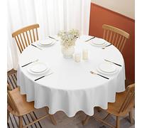 Softalker Nappe Blanche Ronde 140 cm, Anti Tache, Déperlant Élégante Très Pratique Printemps et Extérieur, Facilement Lavable, Grand Format, pour Salle à Manger, Réunions, Fêtes et Jardin, et Pâques