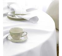 Softalker Nappe Blanche Ronde 160 cm Diamètre Jacquard Géométrique Anti Tache Déperlante Nappes Extérieur Protection de Table pour Jardin Mariage Fête Anniversaire Fête Salon Picnic 4 à 6 Places