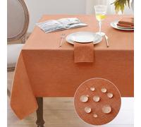 Softalker Nappe d'automne lavable 100x100 cm Orange Aspect lin Facile à nettoyer Imperméable Pour extérieur Rentrée des classes Fête