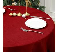 Softalker Nappe de Noël anti-taches ronde 140 cm Jacquard à rayures Nappe imperméable d'extérieur pour la protection des tables modernes Décoration pour automne, anniversaire, mariage, Nouvel An