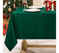 Softalker Nappe de Noël - Lavable - Motif jacquard ondulé - Imperméable - Anti-taches - Pour extérieur, jardin, fête, anniversaire, Nouvel An - Vert - 140 x 240 cm