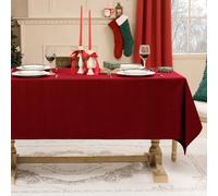 Softalker Nappe Noel Rouge Rectangulaire 140 x 240 cm Anti Tache Nappe de Noël Lavable Résistant Aux Taches Durable Nappes, pour Fete de Fin d'année, Décoration Table, Mariage, Anniversaire
