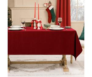 Softalker Nappe Noel Rouge Rectangulaire 140 x 240 cm Anti Tache Nappe de Noël Lavable Résistant Aux Taches Durable Nappes, pour Fete de Fin d'année, Décoration Table, Mariage, Anniversaire