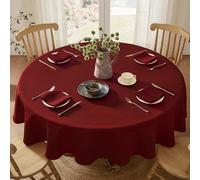 Softalker Nappe Noel Rouge Ronde 120 cm Anti Tache et Lavable, Résistante aux Taches et Durable, pour Table de Cuisine, Café, Décoration Noël Festive, Anniversaire et Brunch en Famille