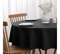 Softalker Nappe Noire Ronde 140 cm, Très Pratique Élégante, Déperlant Anti Tache, Lavable, Grand Format, pour Petites et Moyennes Tables, Repas Famille, Réunions, Fêtes et Balcon, Printemps et Pâques