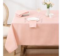 Softalker Nappe Rectangulaire 100x140 cm Rose Jacquard à Rayures Nappes Anti Tache Déperlante Extérieur Tablecloth Protection de Petite Table Moderne pour Anniversaire Fête 4 à 6 Places 1 Pièce
