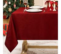 Softalker Nappe Rectangulaire 320x140 cm Anti-Tache Extérieur Imperméable Jardin à Rayures Jacquard Rouge Tissu Décoration de Table pour Anniversaires, Mariage, Fête, Noël, Nouvel An