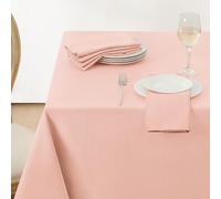 Softalker Nappe rectangulaire Anti Tache 140x240 Rose,210GSM Polyester,Texture Lin,résistante à l'eau,pour Noël,Anniversaire de Fille,extérieur,Jardin,Printemps,nappes Exterieur Impermeable Jardin