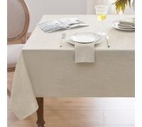 Softalker Nappe rectangulaire Anti Tache 160x120 cm Beige Nappe extérieurs Résistant à l'eau en Lin Effet Tissu Protection de Moderne Table pour Jardin, Automne, Noel, Anniversaires, Mariage, Fete