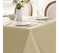 Softalker Nappe Rectangulaire Anti Tache 240x140 cm Beige Jacquard à Rayures Nappes Déperlante Extérieur Grande Taille Protection de Table Moderne pour Anniversaire Picnic Jardin 8 à 12 Places 1 Pièce
