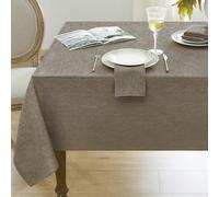 Softalker Nappe rectangulaire Anti Tache 240x140 cm de noël nappes sen Lin Lavable Marron Tissu Protection de Moderne Table pour Noel, Anniversaires, Mariage, Fete,extérieurs Jardin