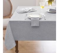 Softalker Nappe rectangulaire Anti Tache 240x140 cm Nappe extérieurs Impermeable Jardin Nappe en Lin Nappe Lavable Gris Effet Tissu Protection de Moderne Table pour Noel, Anniversaires, Mariage, Fete