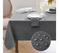 Softalker Nappe rectangulaire Anti Tache 240x140 cm nappes en Lin Lavable Gris Effet Tissu Protection de Moderne Table pour Noel, extérieurs, Jardin, Anniversaires, Mariage, Fete