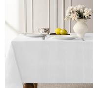 Softalker Nappe Rectangulaire Blanche 140x240 cm Lavable Anti-Tache imperméable résistante Durable nappes Longues élégantes et Solides pour Grande Table Salle à Manger réception fête