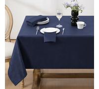 Softalker Nappe rectangulaire en jacquard, motif tourbillon imperméable, résistante aux taches, infroissable, lourde, pour dîner, fête, vacances, 152,4 x 213,4 cm, bleu marine