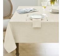 Softalker Nappe rectangulaire en lin, avec motif structuré, imperméable, facile à nettoyer, anti-tache, infroissable, pour cuisine, salle à manger, fêtes, 152,4 x 366,6 cm, couleur naturelle