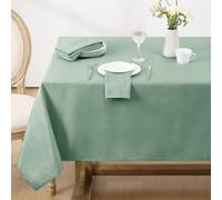 Softalker Nappe rectangulaire Jacquard avec motif de tourbillon, imperméable, résistante aux taches, infroissable, épaisse, pour le dîner, les fêtes, 132,1 x 177,8 cm, Vert sauge