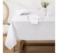 Softalker Nappe rectangulaire Jacquard avec motif de tourbillon, imperméable, résistante aux taches, infroissable, épaisse, pour le dîner, les fêtes, 152,4 x 304,8 cm, Blanc