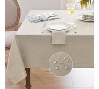 Softalker Nappe rectangulaire texturée en lin - Imperméable et facile à nettoyer - Résistante aux taches - Infroissable - Pour cuisine, salle à manger, fête de vacances (152,4 x 213,4 cm, beige)