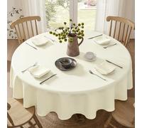 Softalker Nappe Ronde Beige 120 cm Lavable Anti-Tache résistante Durable Facile à Nettoyer nappes élégantes et Pratiques pour Table de Cuisine Brunch café décoration Moderne