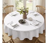 Softalker Nappe Ronde Blanche 120 cm Lavable Anti-Tache imperméable résistante Durable nappes Pratiques élégantes pour Table de Cuisine Brunch café décoration intérieure Moderne