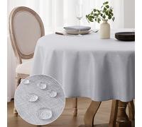 Softalker Nappe ronde de 120 cm de diamètre - Lavable - Aspect lin - Imperméable - Petite nappe de jardin - Pour camping, mariage, anniversaire - Gris