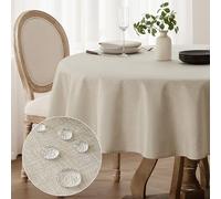 Softalker Nappe ronde imperméable de 160 cm - Lavable - Aspect lin - Petite nappe de jardin - Camping, mariage, anniversaire