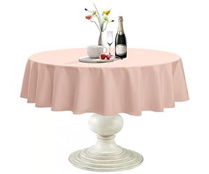 Softalker Nappe ronde imperméable et résistante aux taches, tissu infroissable lavable en polyester 210 g/m² pour salle à manger, fête/buffet/mariage (228,6 cm, rose)