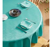 Softalker Nappe Turquoise Ronde 140 cm Diamètre Jacquard à Rayures Nappes Anti Tache Lavable Durable Tablecloth Protection de Table Moderne pour Salon Cuisine Anniversaire Picnic 2 à 4 Places 1 Pièce