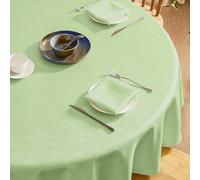 Softalker Nappe Vert Clair Ronde 140 cm Diamètre Jacquard à Rayures Nappes Anti Tache Déperlante Extérieur Élégante Tablecloth Protection de Table pour Salon Cuisine Anniversaire 2 à 4 Places 1 Pièce