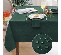 Softalker Nappe Vert Noel 80x80 cm carrée en Lin Anti Tache Nappe extérieurs Impermeable Jardin Moderne Nappe Lavable Tissu l'année décoration de Table pour Anniversaires, Nouvel an, Mariage