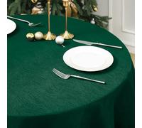 Softalker Nappe Vert Noel Ronde 140 cm Anti Tache Extérieurs Impermeable Jardin Rayures Jacquard Décoration Table Anniversaires Mariage Fête Buffet Nouvel An