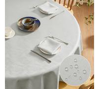 Softalker Nappes Grise Ronde 160 cm Diamètre Jacquard à Rayures Anti Tache Lavable Nappe Durable Tablecloth Protection de Table pour Salon Cuisine Décoration Anniversaire Picnic 4 à 6 Places 1 Pièce
