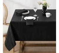 Softalker Nappes Rectangulaire 240x140 cm Noire Jacquard à Rayures Nappe Anti Tache Déperlante Extérieur Grande Taille Élégante Protection de Table pour Salle à Manger Cuisine Jardin 8 à 12 Places