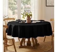 Softalker Nappes Ronde 120 cm Diamètre Noire Jacquard à Rayures Nappe Anti Tache Déperlante Extérieur Protection de Table Moderne pour Anniversaire Mariage Cuisine Fête Picnic 2 à 4 Places 1 Pièce
