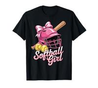Softball Coquette Bow Cute Pink Ball Game Player T-Shirt