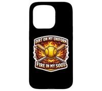 Softball Dirt on My Uniform Fire in My Soul Player Lover Fan Coque pour iPhone 15 Pro