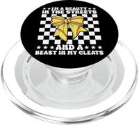 Softball Girl Mom Coquette Bow I'm A Beauty in The Streets PopSockets PopGrip pour MagSafe